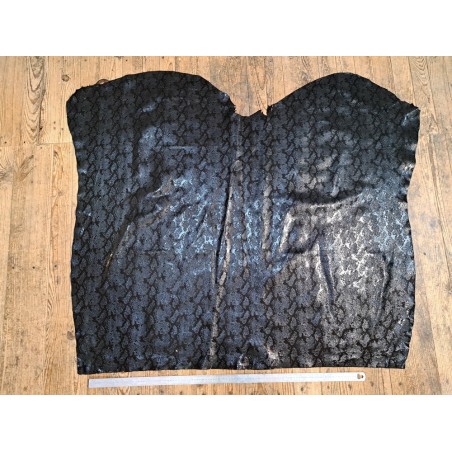 peau de veau - serpent - noir métallisé - maroquinerie - Cuir en stock