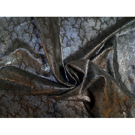peau de veau - serpent - noir métallisé - maroquinerie - Cuir en Stock