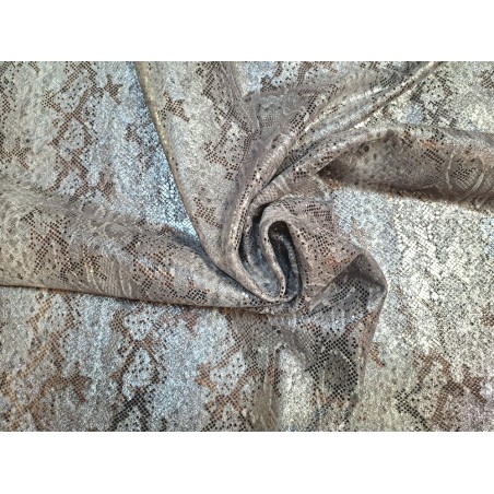 veau velours - serpent argent - blanc - maroquinerie - Cuir en Stock