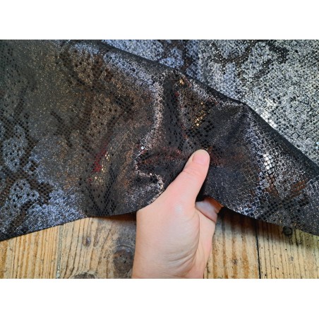 veau velours - serpent noir - paillettes - maroquinerie - Cuir en Stock