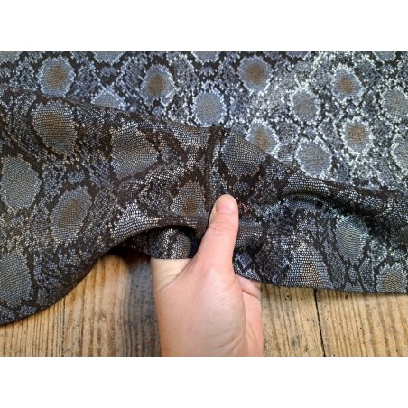 veau velours - lézard marron - métallisé - maroquinerie - Cuirenstock