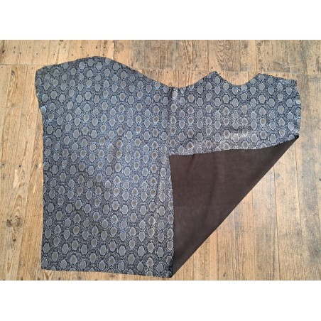 veau velours - lézard marron - métallisé - maroquinerie - Cuir en Stock