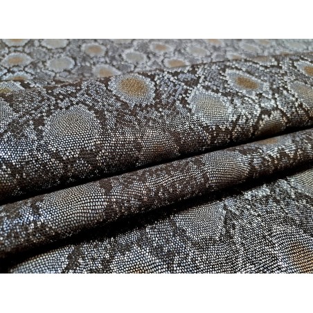 veau velours - lézard marron - métallisé - maroquinerie - Cuir en Stock