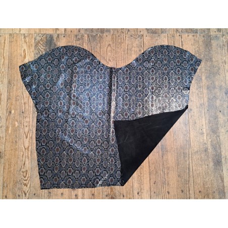 veau velours - lézard noir - doré - maroquinerie - Cuir en Stock