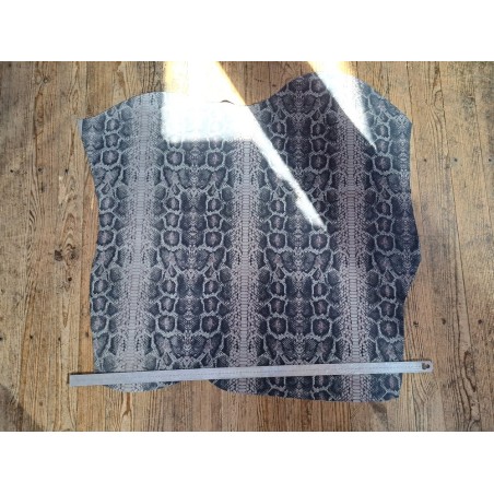 veau velours - serpent - cobra - gris - maroquinerie - Cuir en stock
