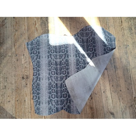 veau velours - serpent - cobra - gris - maroquinerie - Cuirenstock