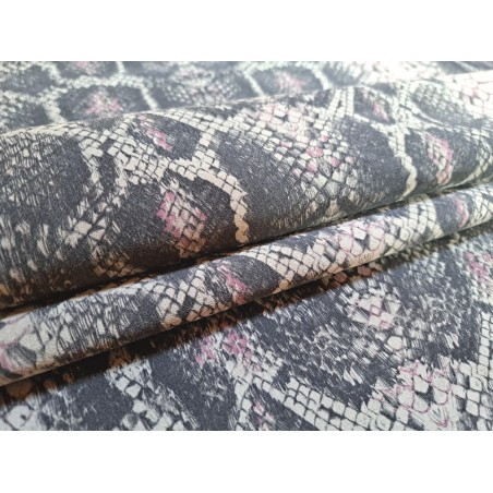veau velours - serpent - cobra - gris - maroquinerie - Cuir en Stock