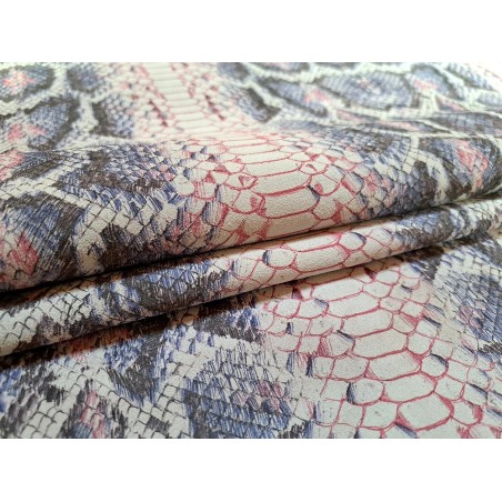 veau velours - serpent - cobra - blanc- maroquinerie - Cuir en Stock