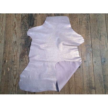chèvre pailletée - rose - Cuir en stock