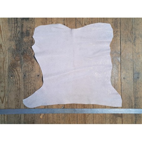 Chèvre effet pailletée - Rose pastel - cuir en stock