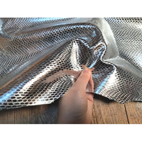 Chèvre - grain serpent - argenté - Cuirenstock
