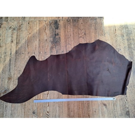 Demi-peau de cuir gras pullup - Marron - B - Cuir en Stock