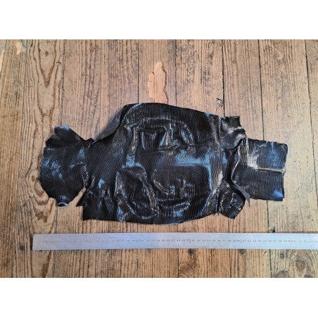 Lot de 2 peaux de cuir de lézard - C - Noir/Taupe