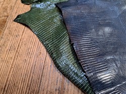 Lot de 2 peaux de cuir de lézard - D - Vert/Marine
