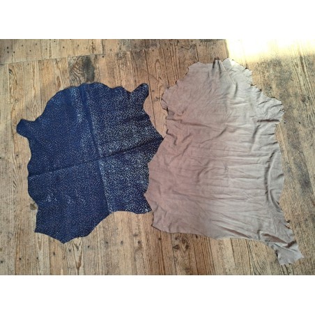 Lot de 2 peaux uniques - Cuir de chèvre et d'agneau -K- Cuir en Stock