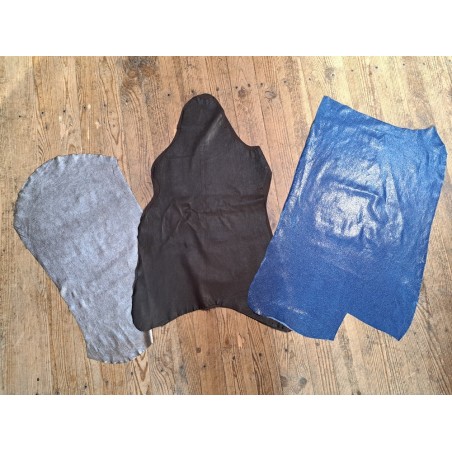 Lot de 3 peaux de cuir stretch - Cuir en Stock