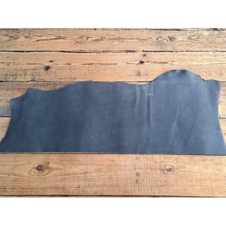 Bande de collet tannage végétal lisse - Noir mat - Cuir en Stock