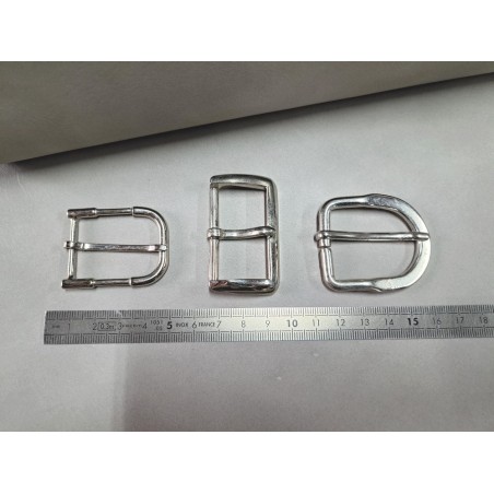 LOT de 3 boucles de ceinture - J - Nickelé - 30mm / 35mm / 40mm