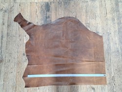 Demi-peau de cuir de vachette pullup ciré - Brun - A