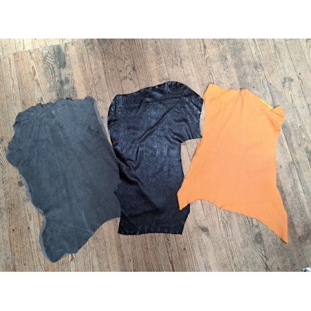 Lot de 3 peaux de cuir stretch - Cuir en Stock