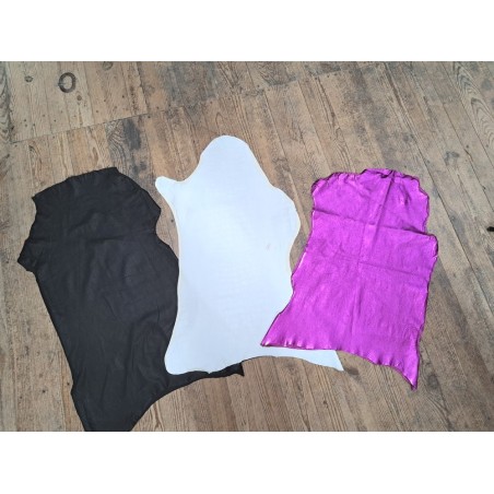 Lot de 3 peaux de cuir stretch - maroquinerie ou vêtement
