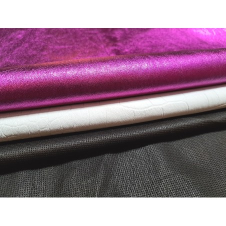 Lot de 3 peaux de cuir stretch - maroquinerie ou vêtement
