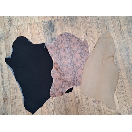 Lot de 3 peaux de cuir stretch - Cuir en Stock