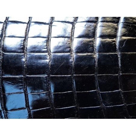 Cuir de crocodile - queue noir satiné - Cuir en Stock