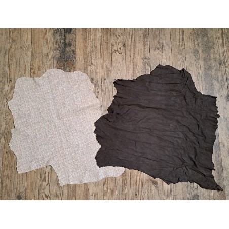 Lot de 2 peaux uniques - Cuir d'agneau et de chèvre -E- Cuirenstock