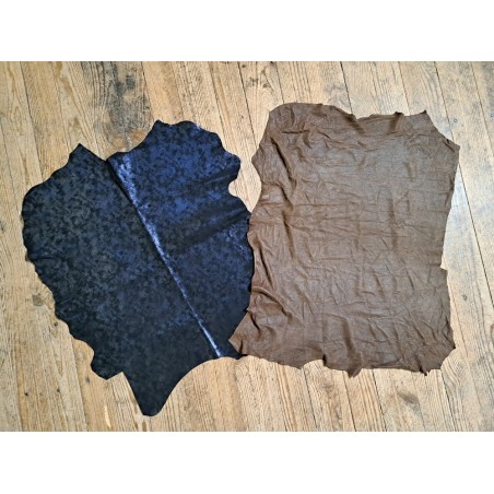 Lot de 2 peaux uniques - Cuir d'agneau et de chèvre -L- Cuir en Stock