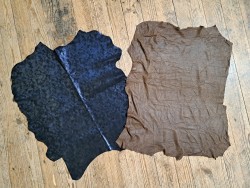 Lot de 2 peaux uniques - Cuir d'agneau et de chèvre -L- Cuir en Stock