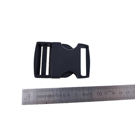 Fermoir boucle à clip réglable noir - 40mm - cuir en stock