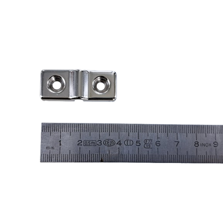 départ de poignée rectangulaire à riveter - 4 cm - nickelé - cuirenstock