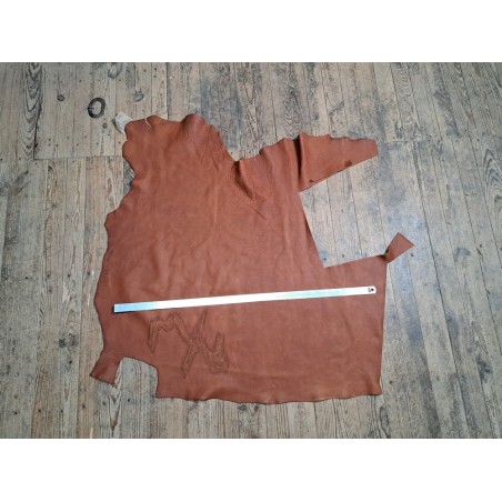 Recto verso peau cuir de vachette pull up brun rouge Cuir en stock