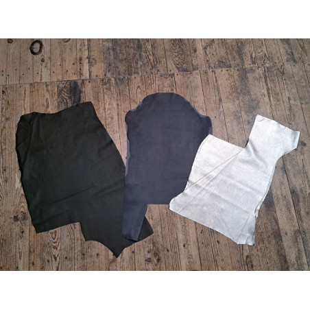 Lot de 3 peaux de cuir stretch - maroquinerie ou vêtement
