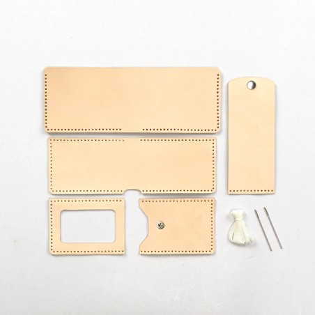 Kit portefeuille en cuir naturel – Prêt à coudre, idéal débutants (tannage végétal) - Cuir en Stock
