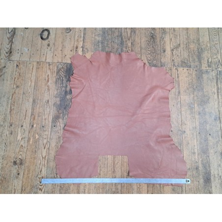 Peau de cuir d'agneau - brun rosé - lisse - Cuir en stock