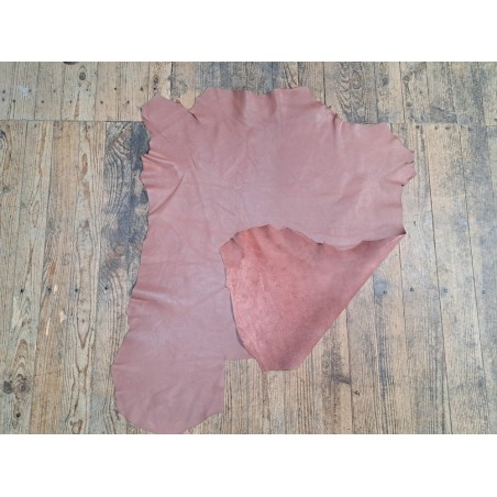 Peau de cuir d'agneau - brun rosé - lisse - Cuir en Stock