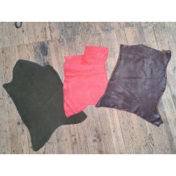 Lot de 3 peaux de cuir stretch - couleurs diverses - Cuir en Stock