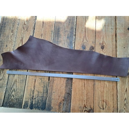 Bande de collet de vache végétal grainé mat - Marron - Cuir en Stock