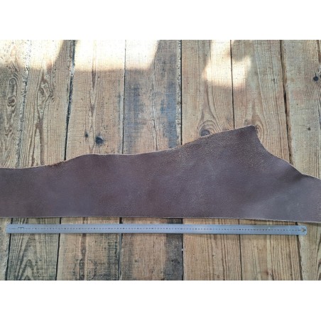 Bande de collet de vache végétal grainé mat - Marron - Cuir en Stock