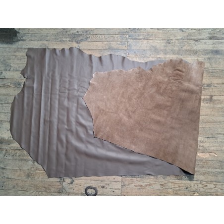 Bande vache grainée - taupe - maroquinerie - Cuir en stock