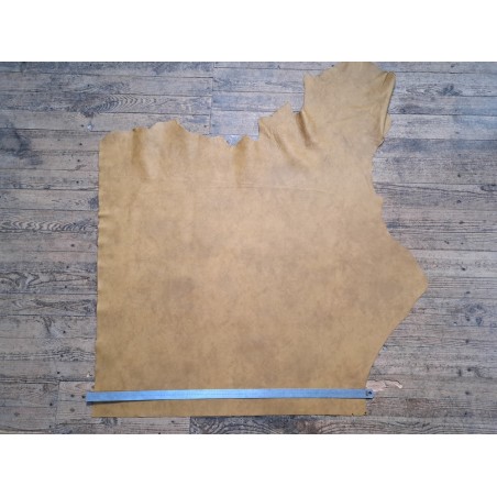 Demi-peau de cuir de vache grainée - moutarde - maroquinerie - ameublement - cuir en stock