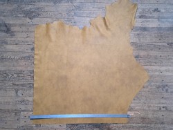 Demi-peau de cuir de vache grainée - moutarde - maroquinerie - ameublement - cuir en stock