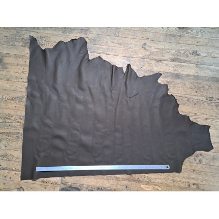 Demi-peau de cuir de vache grainée - choco mat - maroquinerie - ameublement - cuir en stock