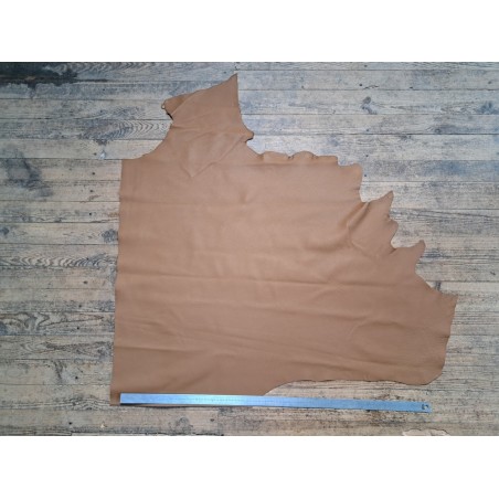 Demi-peau de cuir de vache grainée - brun gold mat - maroquinerie - ameublement - cuir en stock