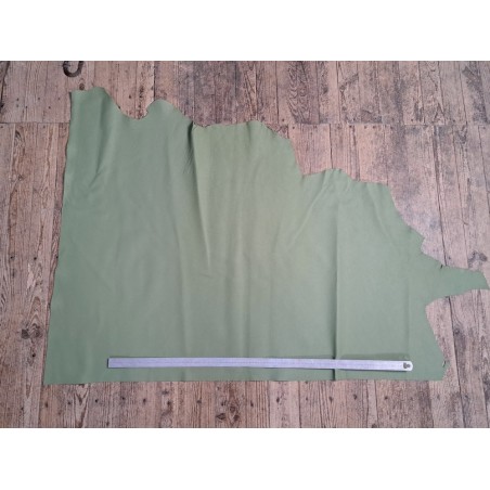 Demi-peau de cuir de vache grainée - vert sauge - maroquinerie - cuir en stock