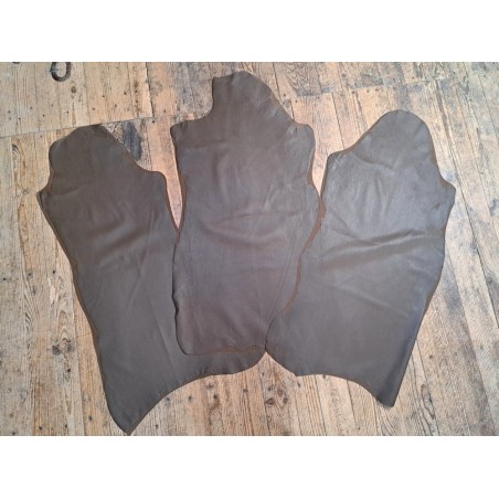 Lot de 3 peaux de cuir stretch - brun kaki - Cuir en stock