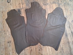 Lot de 3 peaux de cuir stretch - brun kaki - Cuir en stock