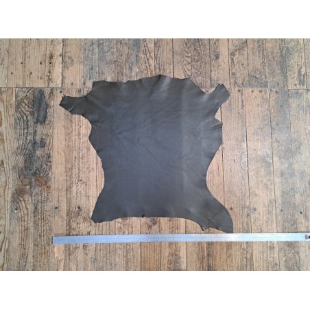 Peau de cuir d'agneau - kaki - lisse - Cuir en stock